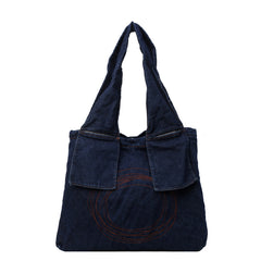Indie Embroidered Denim Tote Bag
