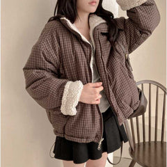 Vintage Checkered Print Reversible Coat