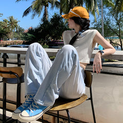 Washed Loose Boyfriend Jeans - fairypeony