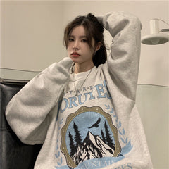 Vintage Mountains Graphic Oversized Sweatshirt - fairypeony