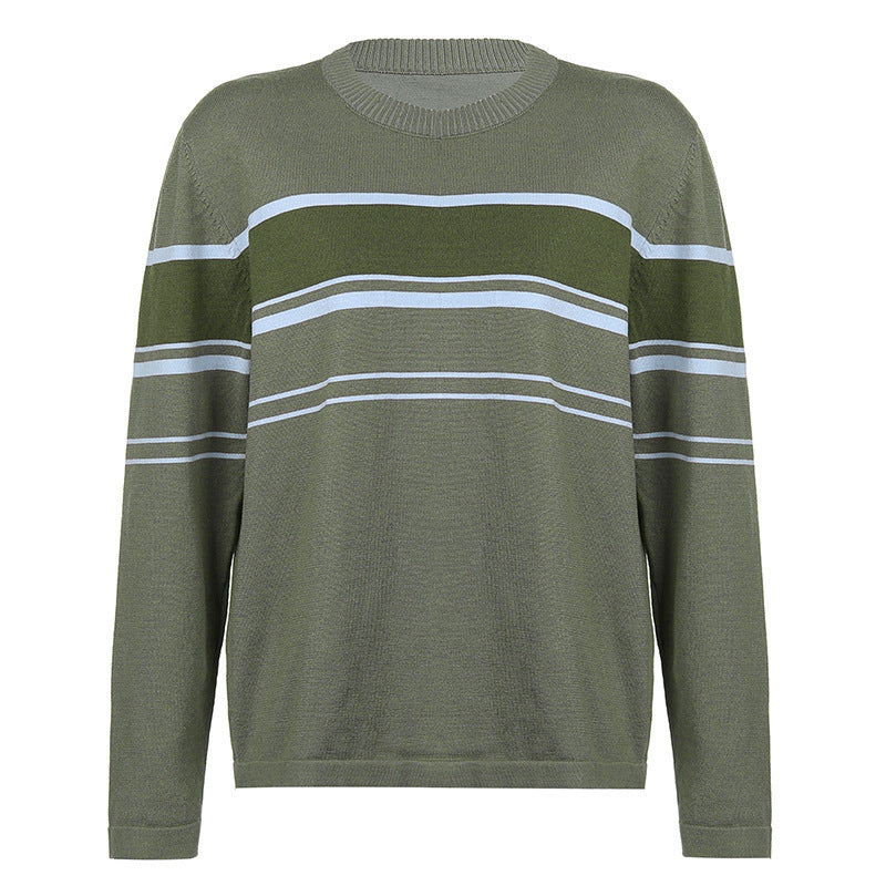 Patchwork Striped Knit Sweater - fairypeony