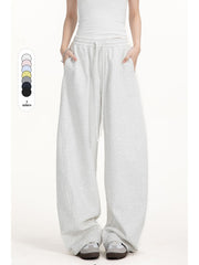 Solid-color straight-leg curved knife-style casual pants
