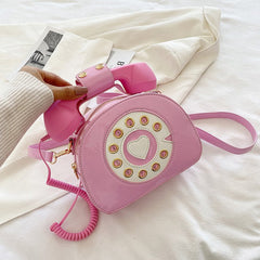 Telephone Shaped PU Leather Shoulder Bag