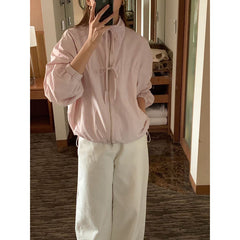 Closed Ribbon Two-Way Windbreaker Jacket - fairypeony