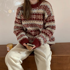 Cozy Jacquard Knit Sweater - fairypeony