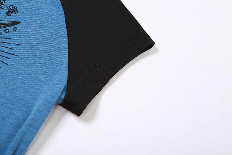 Punk Print Raglan Short Sleeve Crop Top - fairypeony