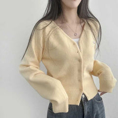 Solid Color Knit Cardigan – Halter Neck Extra-Long Sleeve Pullover