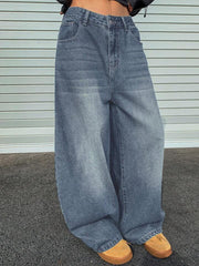 Loose Wide-Leg Floor-Length Jeans