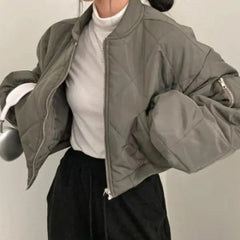 Vintage Irregular Design Bomber Jacket - fairypeony