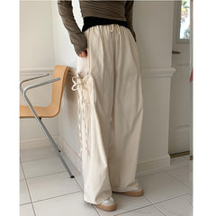 Side Pocket Bow Bandage Parachute Pants