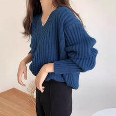 Vintage V-Neck Striped Sweater