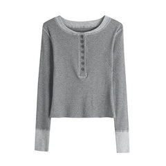 Sewing Details Patchwork Long Sleeve Tee