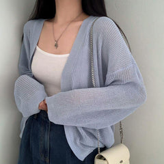 Solid Color Oversized Knitted Cardigan