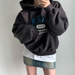 Vintage Letter Embroidered Pullover Hoodie