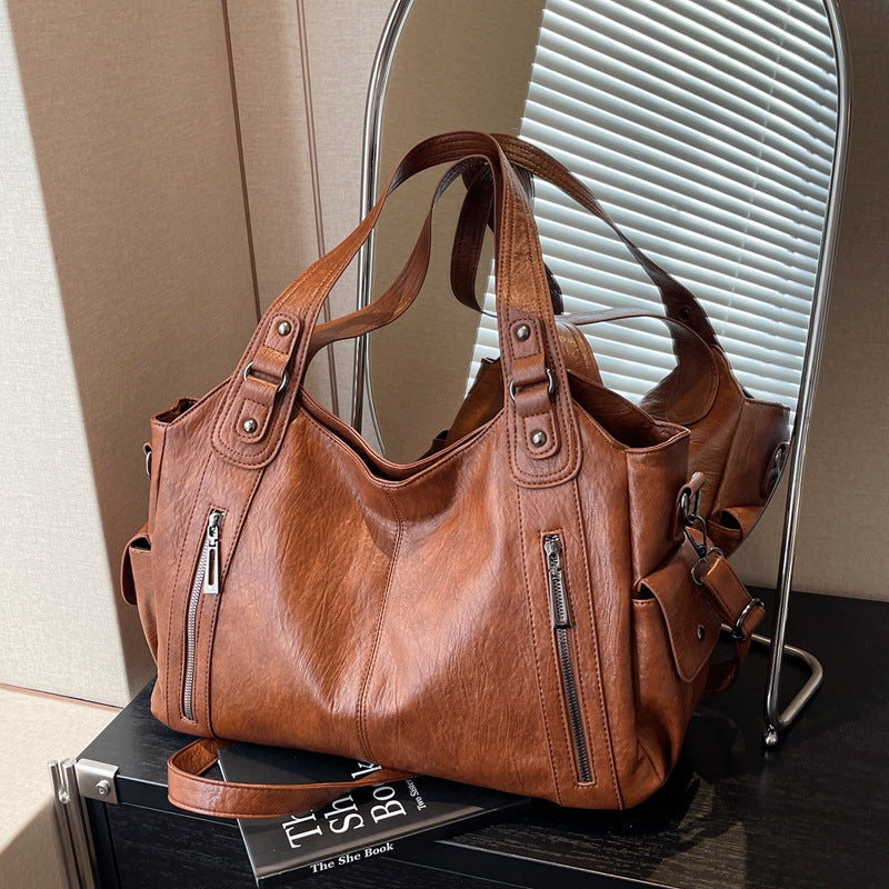 Vintage PU Leather Larger Capacity Shoulder Bag