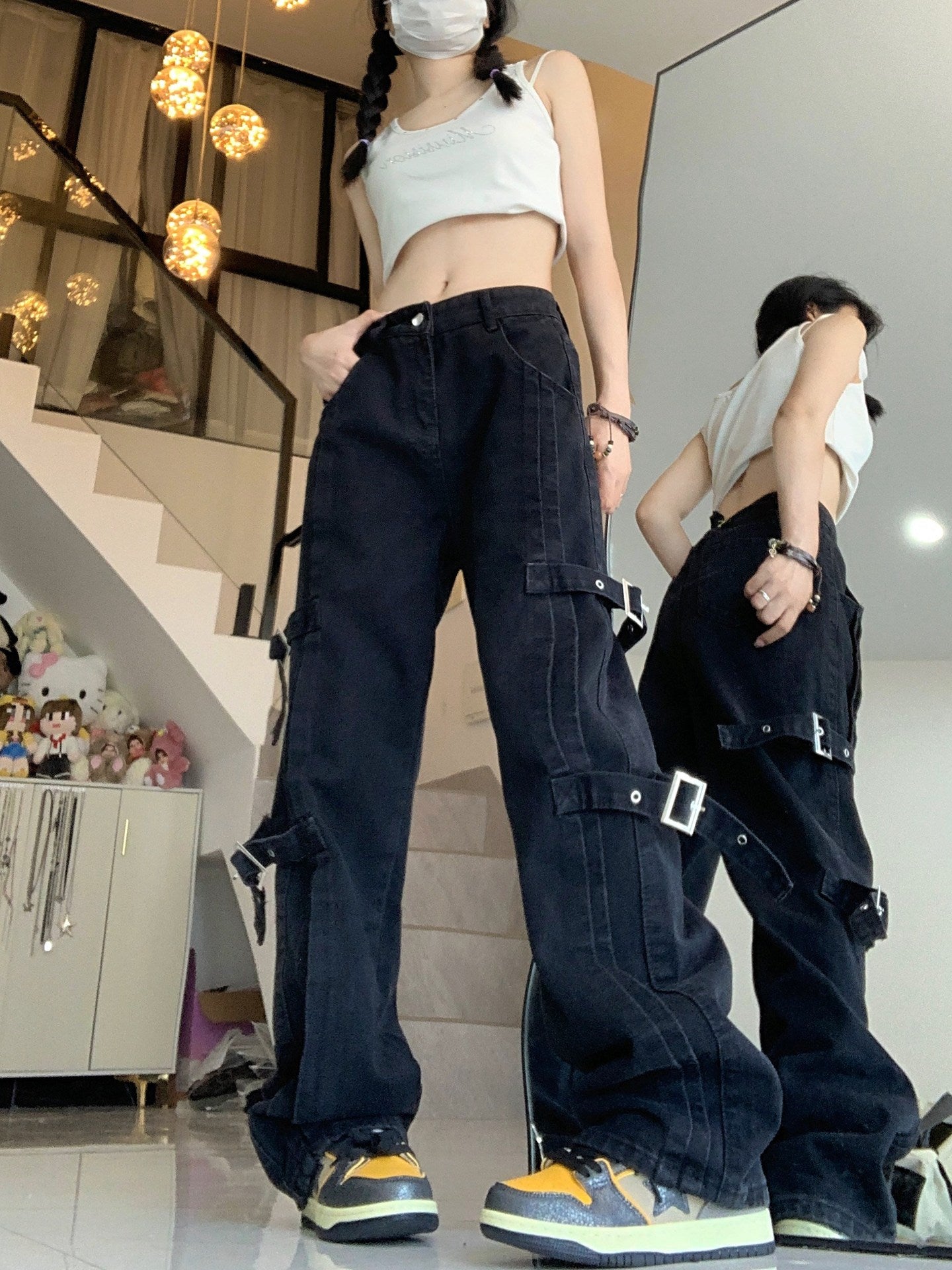 American Style Retro Cargo Jeans - fairypeony
