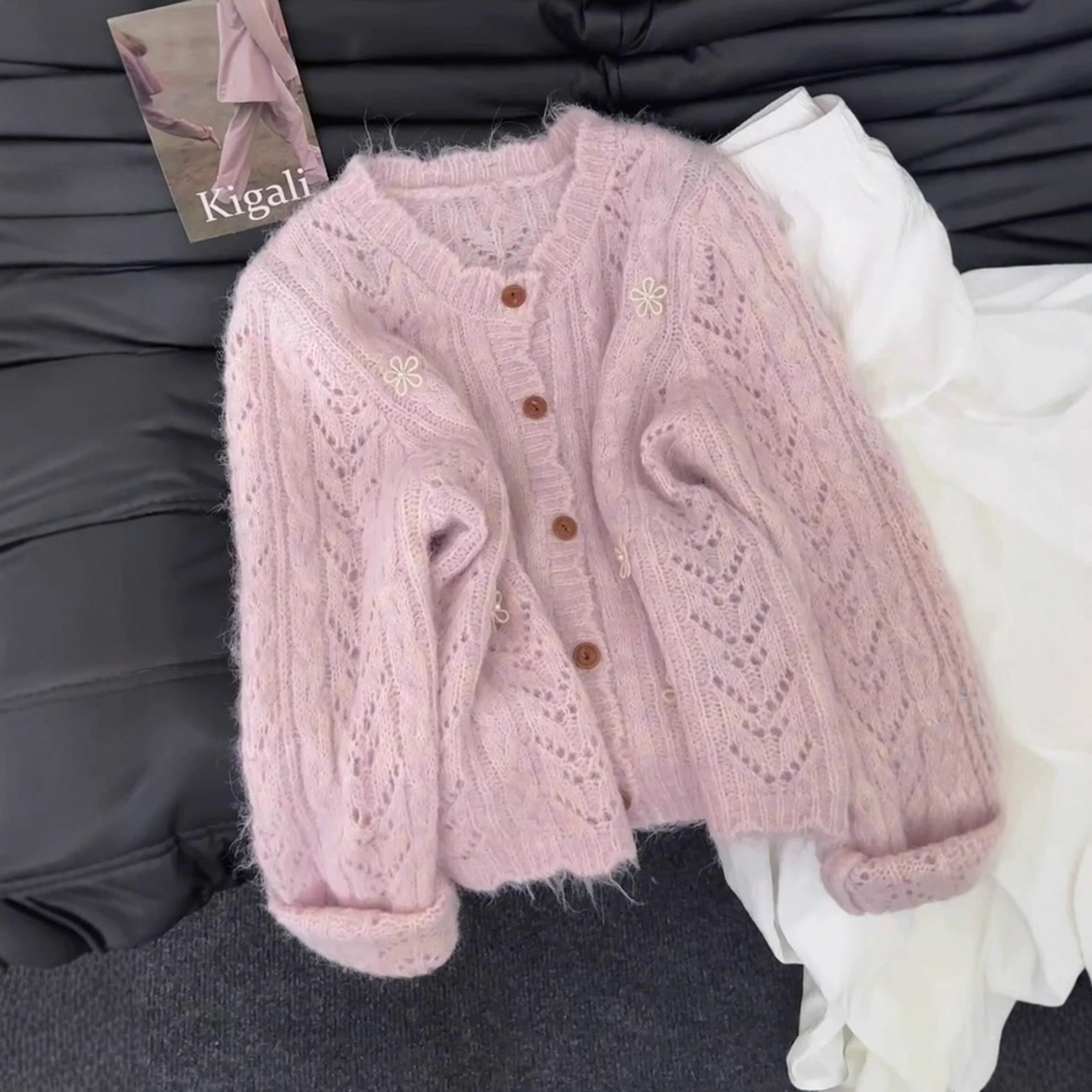 Womens Lace Detail Knitted Cardigan - fairypeony