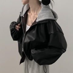 Two Tone Hooded Zip-Up Jacket