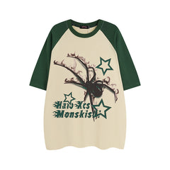 Vintage Spider Print Raglan Short Sleeve Tee