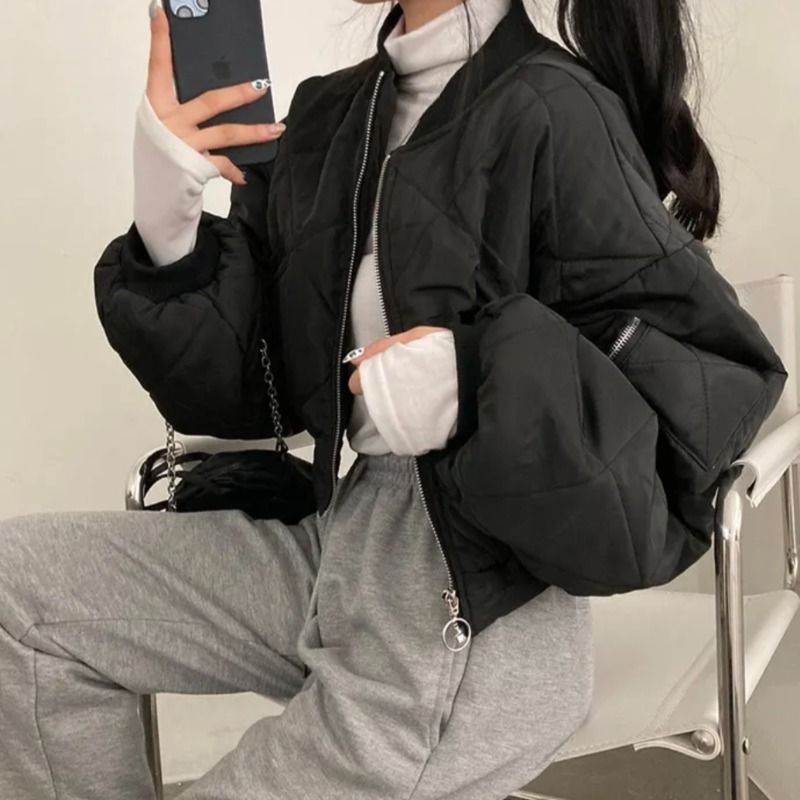 Vintage Irregular Design Bomber Jacket - fairypeony