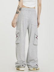 Big Pocket Stripe Drawstring Cargo Sweatpants - fairypeony