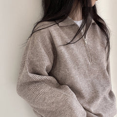 Vintage Half Zip Up Oversized Sweater