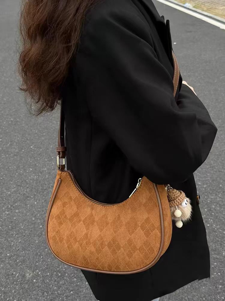 Vintage Argyle Print Shoulder Bag - fairypeony