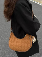 Vintage Argyle Print Shoulder Bag - fairypeony