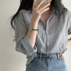 Solid Color Thin Sun Protective Blouse