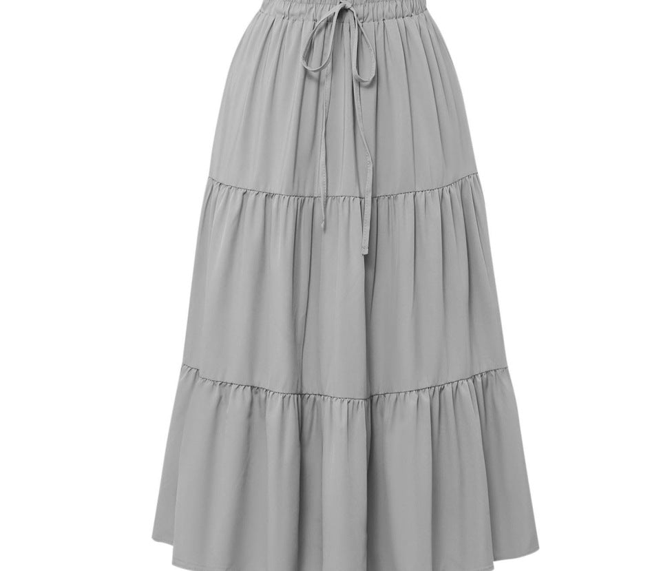 Solid Color Splicing Pleated Pocket Skirt - fairypeony