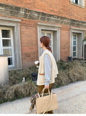 Reversible Lambswool Trim Sleeveless Jacket - fairypeony