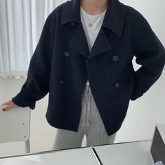 Vintage Suit Collar Double Breasted Coat