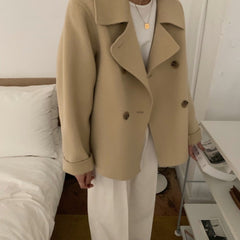 Vintage Suit Collar Double Breasted Coat