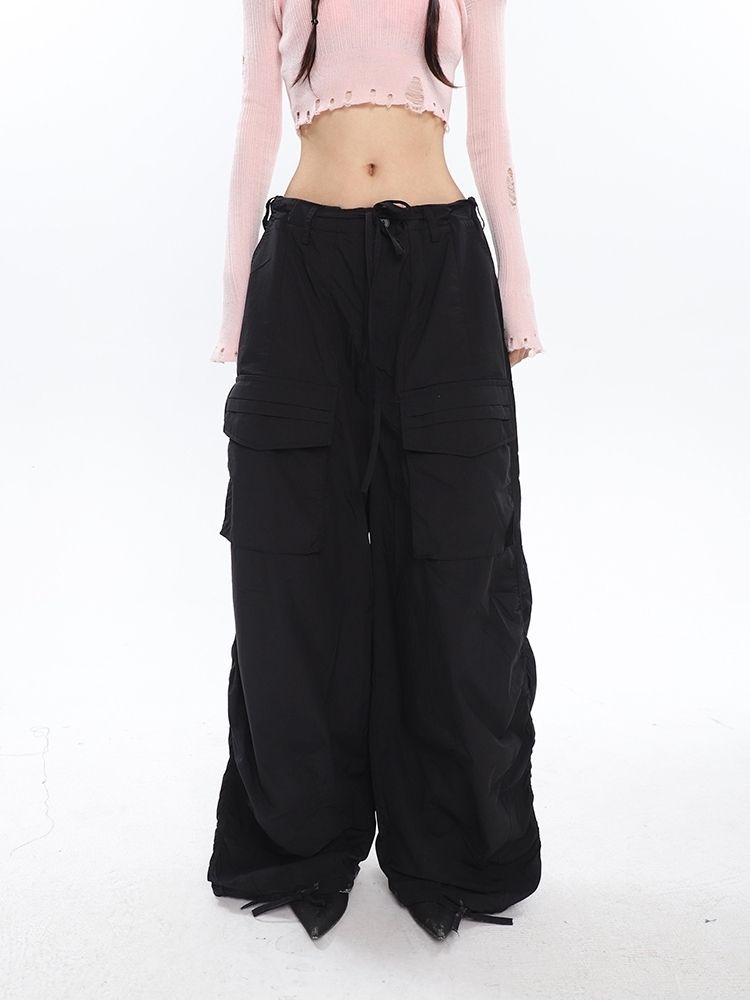 Ruched Y2K Baggy Cargo Pants - fairypeony