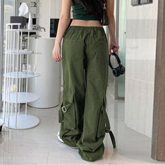 Elastic Waist Straight Leg Cargo Pants