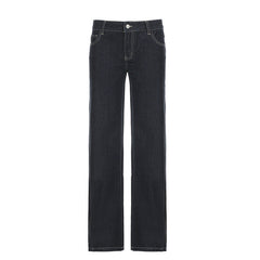 2000s Low-Rise Flared Jeans with Gold Letter Embroidery
