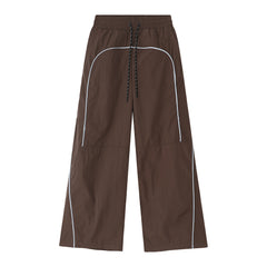 Contrast Piping Baggy Sweatpants - fairypeony