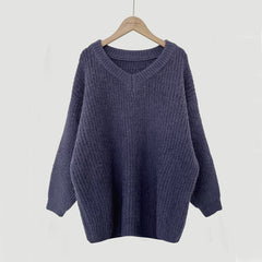 Vintage V-Neck Knitted Oversized Sweater
