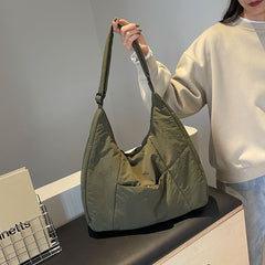 Solid Color Padded Casual Shoulder Bag - fairypeony