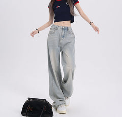 Vintage Blue Wash Straight Leg Boyfriend Jeans