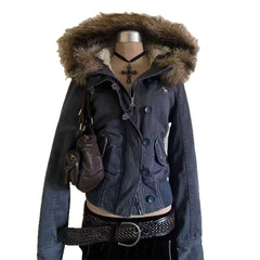 Fleece Hooded Jacket with Print