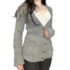 Womens Cable Knit Cardigan Sweater