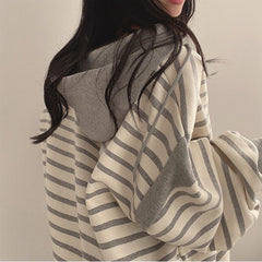 Vintage Striped Oversized Hoodie - fairypeony