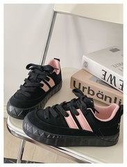 Vintage Platform Bow Striped Sneakers