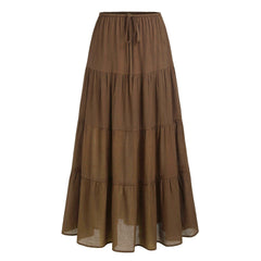 Womens High Waist Long Skirt with Lace-Up Back