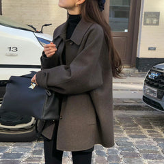 Collar Plain Single-Breasted Coat