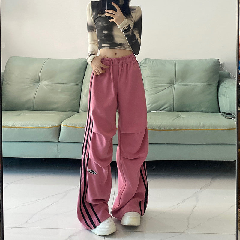 Vintage Pleated Piping Details Sweatpants - fairypeony