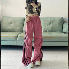 Vintage Pleated Piping Details Sweatpants - fairypeony