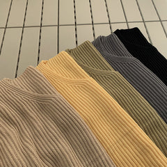 V-Neck Solid Color Loose Sweater