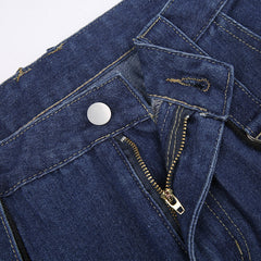 Metal Strap Baggy Cargo Jeans - fairypeony